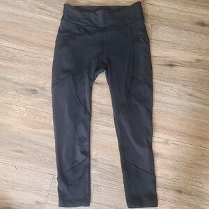 Lululemon Sz 6 Black Tights, Side Pocket, Drawstring.
